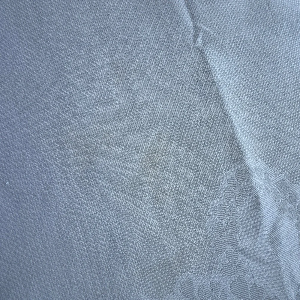 Vintage White Linen Hand Towels Set of 3 Embroidered Lace Fringe Cotton Damask